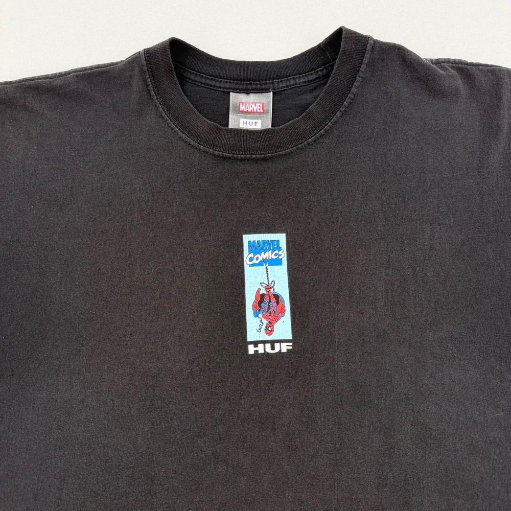 Marvel x Huf Spider-Man Men's Large Black Graphic T-Shirt Streetwear